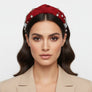 Headband Elephant Embroidered Burgundy Knot Style