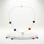 Stainless Steel Colorful 5 Motif Quatrefoil Necklace