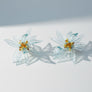 Stud Aqua Tropical Flower Oversized Petal Earrings