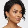 Stud Two Tone Gold Silver Chubby Heart Earrings