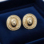 Stud Gold Organic Oval Domed Metal Earrings