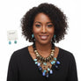 Beaded Blue Stone Global Artisan Leather Necklace