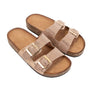 Sparkly Jeweled Slide Sandals Rose Gold Rhinestone-Embellished Slip-On Comfort Flats for Casual and Dressy Looks