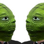 Yoda-inspired green latex mask shown from front, both sides, and back