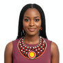 Multi Color Embroidered Bib Necklace Set