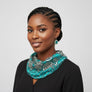 Handmade Teal Satin Scarf Necklace Set
