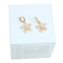 14k Gold Plated CZ Flower Huggie Hoops