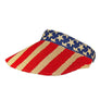 AMERICAN FLAG ROLL UP WIDE BRIM SUMMER BEACH SUN VISOR STRAW HAT 4th of July
