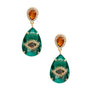 Green Crystal Teardrop Evil Eye Earrings
