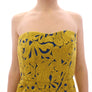 Blue Yellow Strapless Bubble Mini Shift Dress