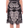 Black Silk Floral Pattern Shift Coctail Dress