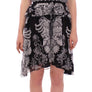 Black Silk Floral Pattern Shift Coctail Dress