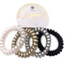 4 Spiral Hair Ties Traceless No Crease Metallic Coil Phone Cord Ponytail Holder