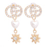Gold Rhinestone Designer Heart Star Earrings