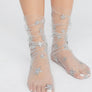 Chic Women Harajuku Glitter Shine Stars Transparent Mesh Fishnet Socks Hosiery