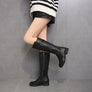 2020 New Trend Women Solid White Knee High 3 Buckle Leather Low Heel Boots Shoes