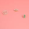 Gold Rhinestone 3pcs Bee Designer Studs
