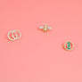Gold Rhinestone 3pcs Bee Designer Studs
