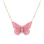 Pink 3D Butterfly Pendant Necklace
