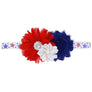 Baby Hair Head Band American USA Flag Chiffon Flower Rhinestone Satin 4th July