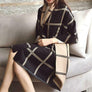 Plaid Oversized Checker Cashmere Blanket Tassel Long Scarf Shawl - Black White