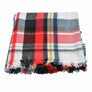 Red multi tone oversized Tartan Plaid Checker Blanket Scarf Shawl wrap Fringe