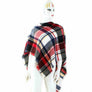 Red multi tone oversized Tartan Plaid Checker Blanket Scarf Shawl wrap Fringe