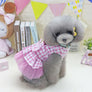 Bow knot Checker Plaid Ruffle Tutu Skirt Princess Dog Cat Dress Pet Clothes 3col