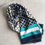 Plaid Oversized Checker Cashmere Blanket Tassel Long Scarf Shawl Wrap-Blue Green