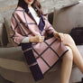 Plaid Oversized Checker Cashmere Blanket Tassel Long Scarf Shawl -Pink Navy Line