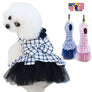 Bow knot Checker Plaid Ruffle Tutu Skirt Princess Dog Cat Dress Pet Clothes 3col