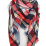 Multi Color Plaid Oversized Checker Blanket Tassel Long Scarf Shawl Wrap Fringe