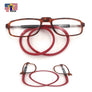 Unisex 3.00 Brown & Red Reading Presbyopia Magnifying Eye Glasses Neck Hangs