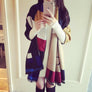 Multi Tone Plaid Oversized Checker Cashmere Blanket Tassel Long Scarf Shawl Wrap