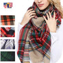 Multi Color Plaid Oversized Checker Blanket Tassel Long Scarf Shawl Wrap Fringe
