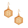 N Hexagon Initial Earrings
