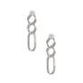 Silver Rhinestone Crusted Chain Earrings