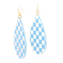 Blue Checker Teardrop Earrings