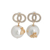 Gold Infinity Stud Jumbo Pearl Earrings