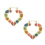 Multi Color Bling Heart Bamboo Hoops