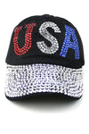 Crystal Stone Embedded USA Cap