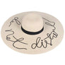 Do Not Disturb Weaved Beach Embroidered Bead Floppy Wide Brim Sun Hat Ribbon Bow