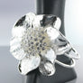 Rhinestone Floral Charm Cuff Bangle