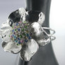 Rhinestone Floral Charm Cuff Bangle