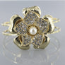 Rhinestone Floral Pearl Cuff Bangle