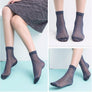 Women Harajuku Glitter Soft Silk Short Shiny Transparent Elastic Hosiery Socks