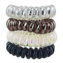 4 Spiral Head Hair Ties Traceless No Crease Metallic Coil Phone Cord Ponytail US