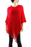 Sequin Accent Knitted Pancho with Tassel