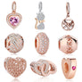 925 Sterling Silver European Rose Gold Charm Cat Tree Life Mom DIY Bead Bracelet
