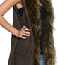 Faux Fur Collar Longline Vest